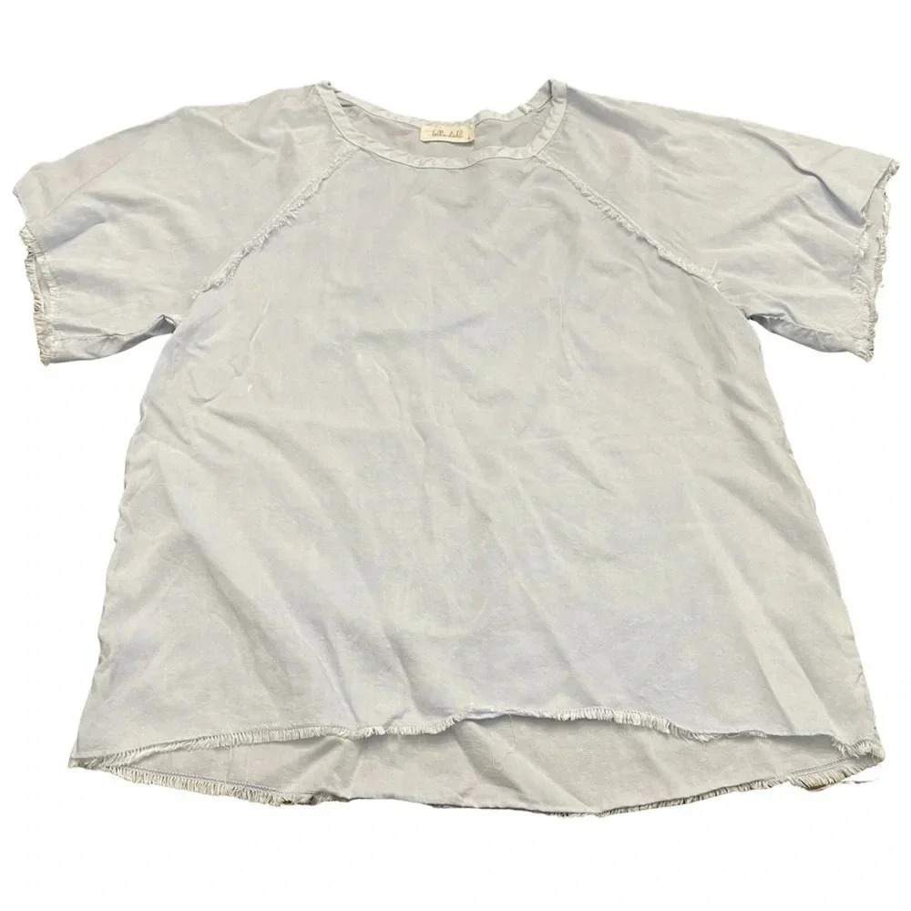 Bella Dahl 100% Tencel fray hem blouse. Pale blue, size small. EUC.